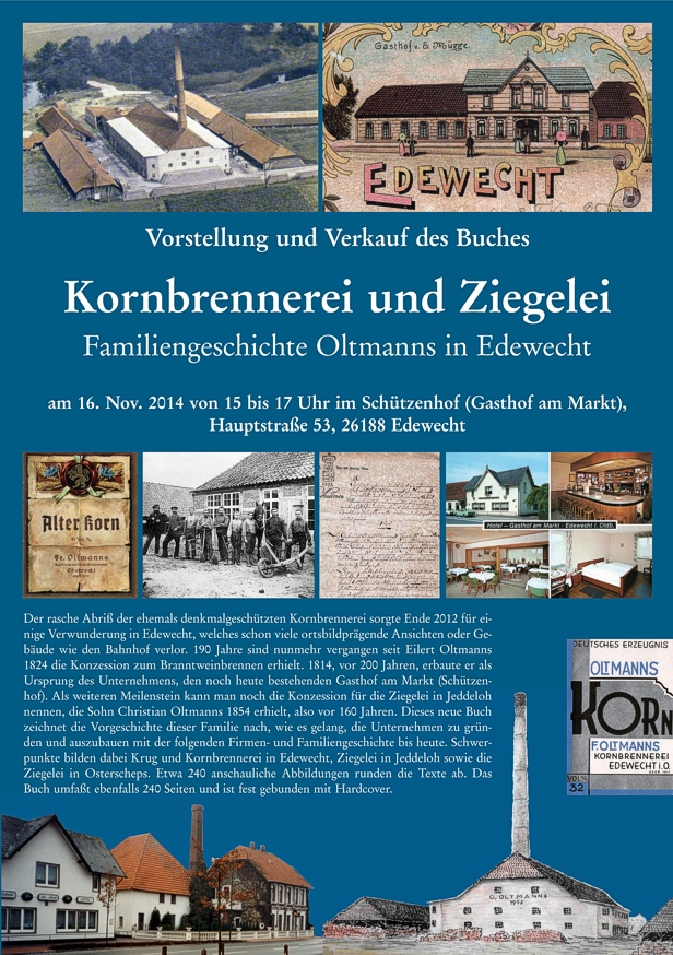 Neues Buch: Kornbrennerei und Ziegelei - Familiengeschichte Oltmanns in Edewecht